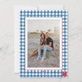 Waterverf Kerst Topiary Gingham Foto Feestdagenkaart (Achterkant)