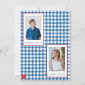 Waterverf Kerst Topiary Gingham Foto Feestdagenkaart (Achterkant)