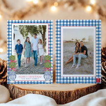 Waterverf Kerst Topiary Gingham Foto