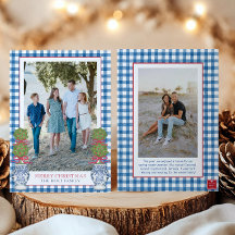 Waterverf Kerst Topiary Gingham Foto