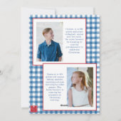 Waterverf Kerst Topiary Gingham Foto Feestdagenkaart (Achterkant)