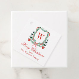 Waterverf Kerst Topiary Monogram Crest Bedankjes Labels