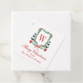 Waterverf Kerst Topiary Monogram Crest Bedankjes Labels (In situ)