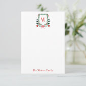 Waterverf Kerst Topiary Monogram Crest Bedankkaart (Staand voorkant)