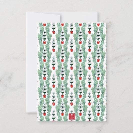 Waterverf Kerst Topiary Monogram Crest Bedankkaart (Achterkant)