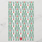 Waterverf Kerst Topiary Monogram Crest Briefpapier (Achterkant)