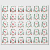 Waterverf Kerst Topiary Monogram Crest Cadeaupapier (Vlak)