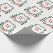 Waterverf Kerst Topiary Monogram Crest Cadeaupapier (Hoek)