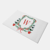 Waterverf Kerst Topiary Monogram Crest Deurmat (Schuin)