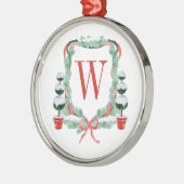 Waterverf Kerst Topiary Monogram Crest Metalen Ornament (Links)
