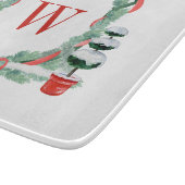 Waterverf Kerst Topiary Monogram Crest Snijplank (Hoek)