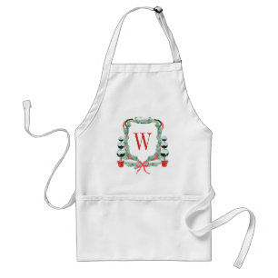 Waterverf Kerst Topiary Monogram Crest Standaard Schort