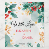 Waterverf Kerst Trouwen Wijn Labels - Feestelijk Wijn Etiket (Enkel label)