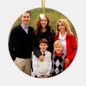 Waterverf Kerst Uil Familie Foto Keramisch Ornament (Voorkant)