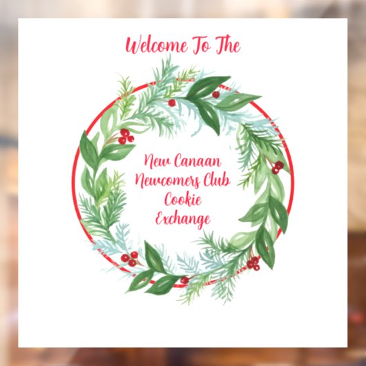 Waterverf Kerst Vakantie Krans CUSTOM Raamsticker (Vel 2)