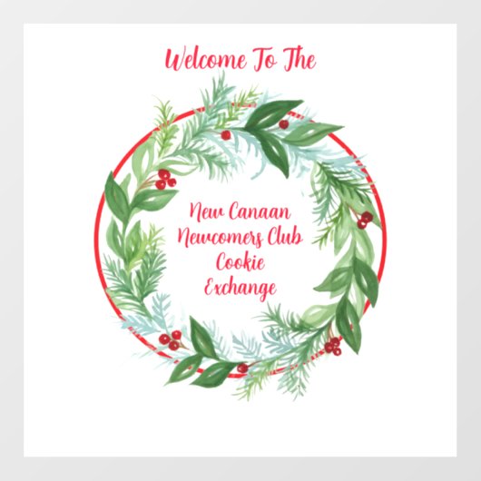 Waterverf Kerst Vakantie Krans CUSTOM Raamsticker (Vel)