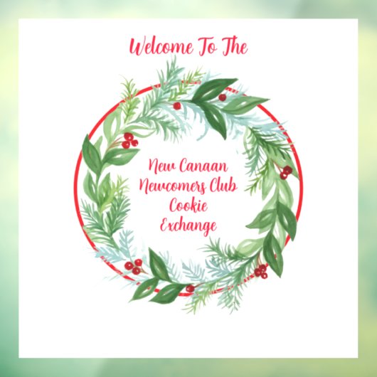 Waterverf Kerst Vakantie Krans CUSTOM Raamsticker (Vel 3)