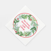 Waterverf Kerst Vakantie Krans CUSTOM Servet (Hoek)