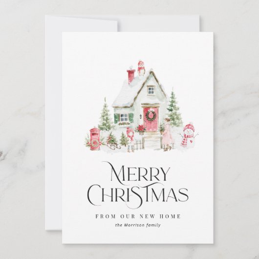 waterverf kerst vakantie verhuis aankondiging (Voorkant)