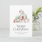 waterverf kerst vakantie verhuis aankondiging (Staand voorkant)