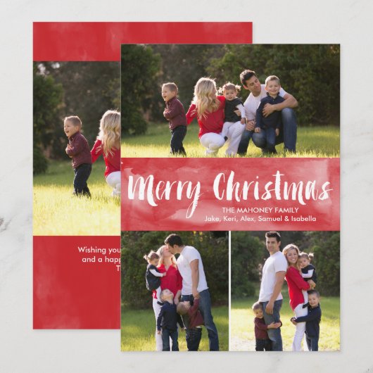 Waterverf kerst | Vakantieknopkaart Feestdagenkaart (Voorkant / Achterkant)