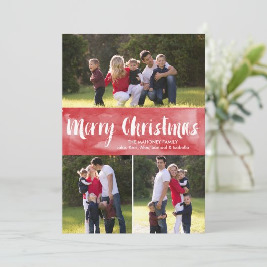 Waterverf kerst | Vakantieknopkaart Feestdagenkaart (Staand voorkant)