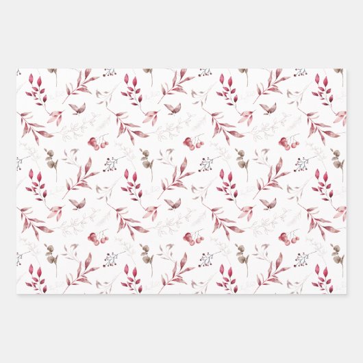 Waterverf Kerst Verpakking Lakens Set van 3 Inpakpapier Vel (Voorkant 3)