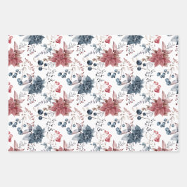 Waterverf Kerst Verpakking Lakens Set van 3 Inpakpapier Vel