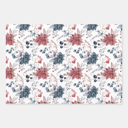 Waterverf Kerst Verpakking Lakens Set van 3 Inpakpapier Vel (Voorkant)