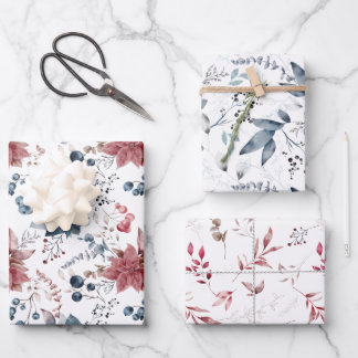 Waterverf Kerst Verpakking Lakens Set van 3 Inpakpapier Vel