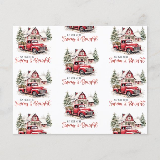 Waterverf Kerst  Vrachtwagen en Schuur (Voorkant)