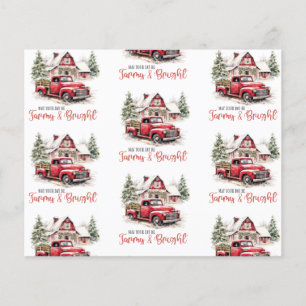 Waterverf Kerst  Vrachtwagen en Schuur