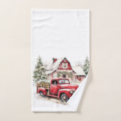 Waterverf Kerst  Vrachtwagen en Schuur Bad Handdoek (Handdoek)