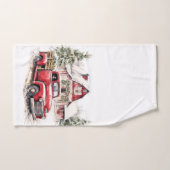 Waterverf Kerst  Vrachtwagen en Schuur Bad Handdoek (Handdoek)