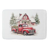 Waterverf Kerst  Vrachtwagen en Schuur Badmat (Voorkant)