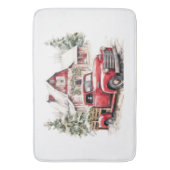 Waterverf Kerst  Vrachtwagen en Schuur Badmat (Voorkant Verticaal)
