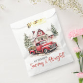 Waterverf Kerst  Vrachtwagen en Schuur Bedankzakje (Gezegeld)