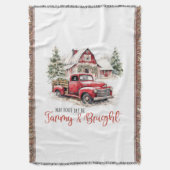 Waterverf Kerst  Vrachtwagen en Schuur Deken (Voorkant Verticaal)