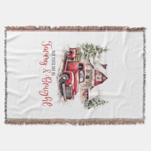 Waterverf Kerst  Vrachtwagen en Schuur Deken (Voorkant)