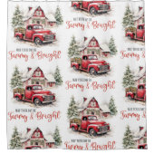 Waterverf Kerst  Vrachtwagen en Schuur Douchegordijn (Voorkant)