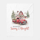 Waterverf Kerst  Vrachtwagen en Schuur Fleece Deken (Voorkant)