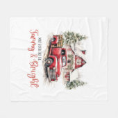 Waterverf Kerst  Vrachtwagen en Schuur Fleece Deken (Voorkant (Horizontaal))