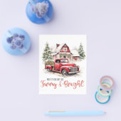 Waterverf Kerst  Vrachtwagen en Schuur Flyer (Enkel)