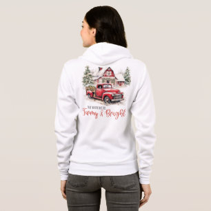 Waterverf Kerst  Vrachtwagen en Schuur Hoodie
