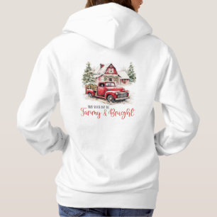 Waterverf Kerst  Vrachtwagen en Schuur Hoodie