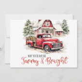Waterverf Kerst Vrachtwagen en Schuur Kaart (Voorkant)