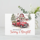 Waterverf Kerst  Vrachtwagen en Schuur Kaart (Staand voorkant)