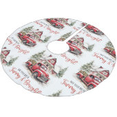 Waterverf Kerst  Vrachtwagen en Schuur Kerstboom Rok (Gekanteld)