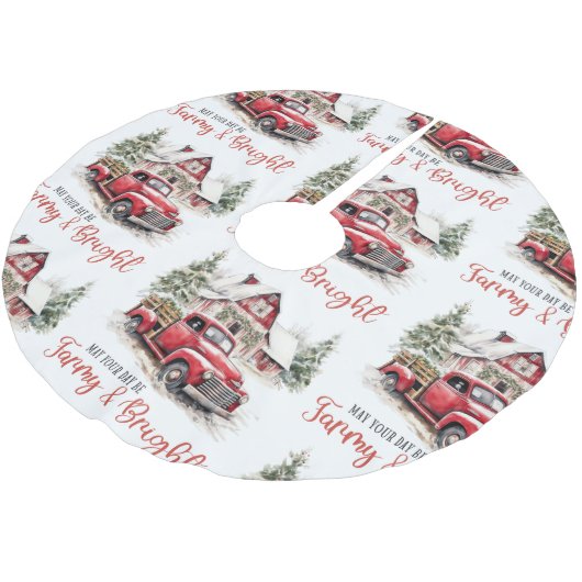 Waterverf Kerst  Vrachtwagen en Schuur Kerstboom Rok (Gekanteld)