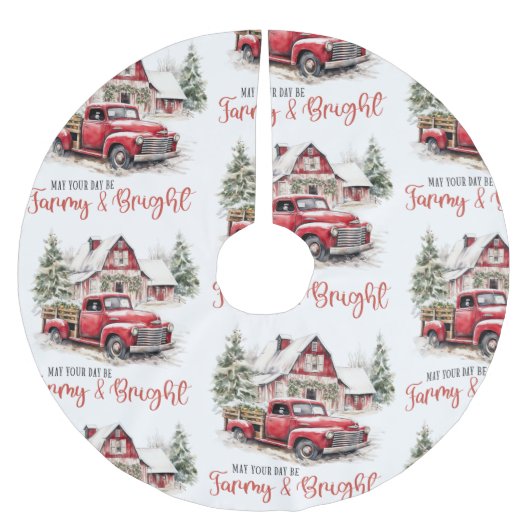 Waterverf Kerst  Vrachtwagen en Schuur Kerstboom Rok (Voorkant)